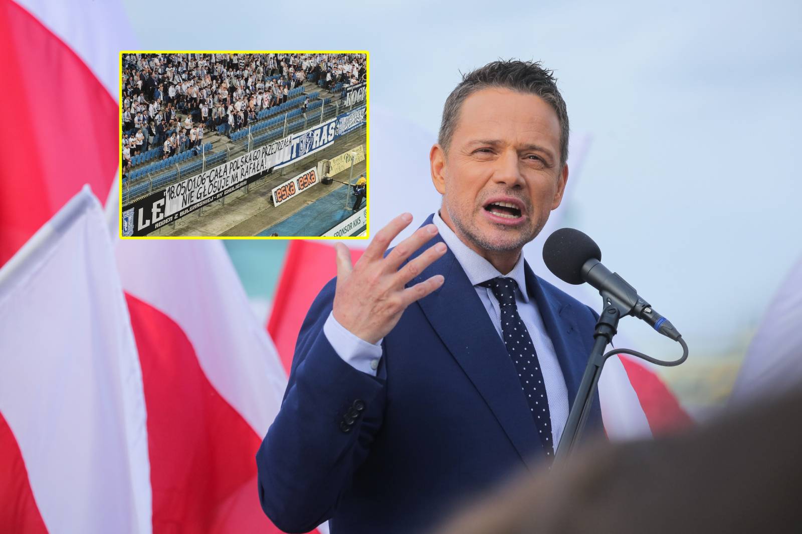 Tuż za bramką. Taki transparent pojawił się na stadionie Lecha