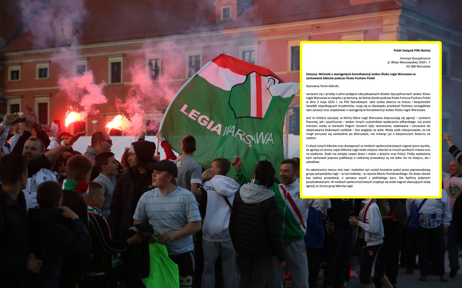 Napisała list do PZPN. Jej mąż i syn zostali pobici w Warszawie