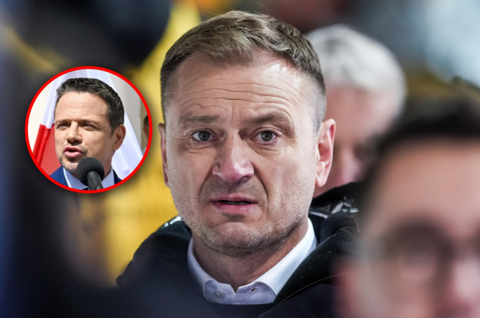 "Zorganizowana akcja". Nitras ostro o transparentach uderzających w Trzaskowskiego