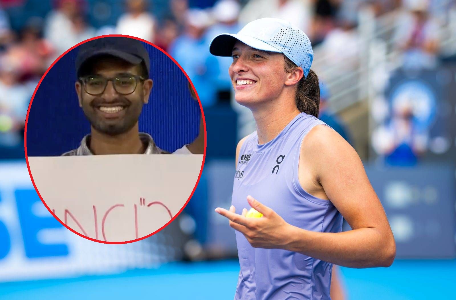 Zabawne hasło i dwa serduszka. Kibic zaskoczył podczas meczu Świątek