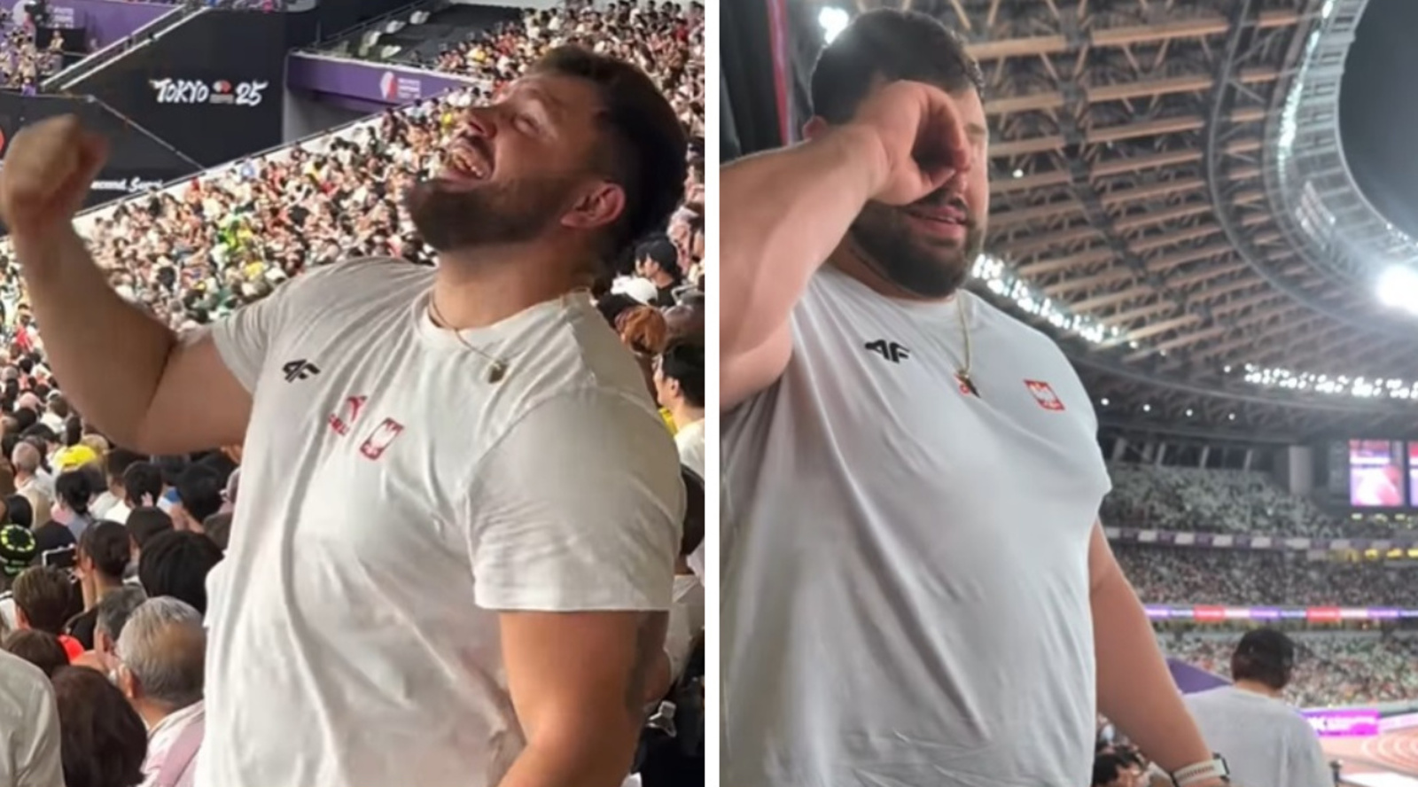 Nagrali Bukowieckiego podczas biegu jego żony. Zobacz, jak się zachowywał