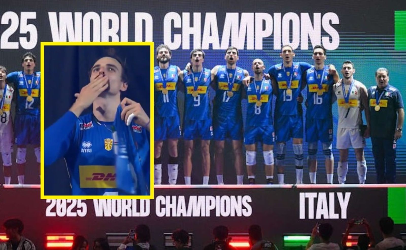 Włosi weszli na podium. Nagle wyciągnął taką koszulkę