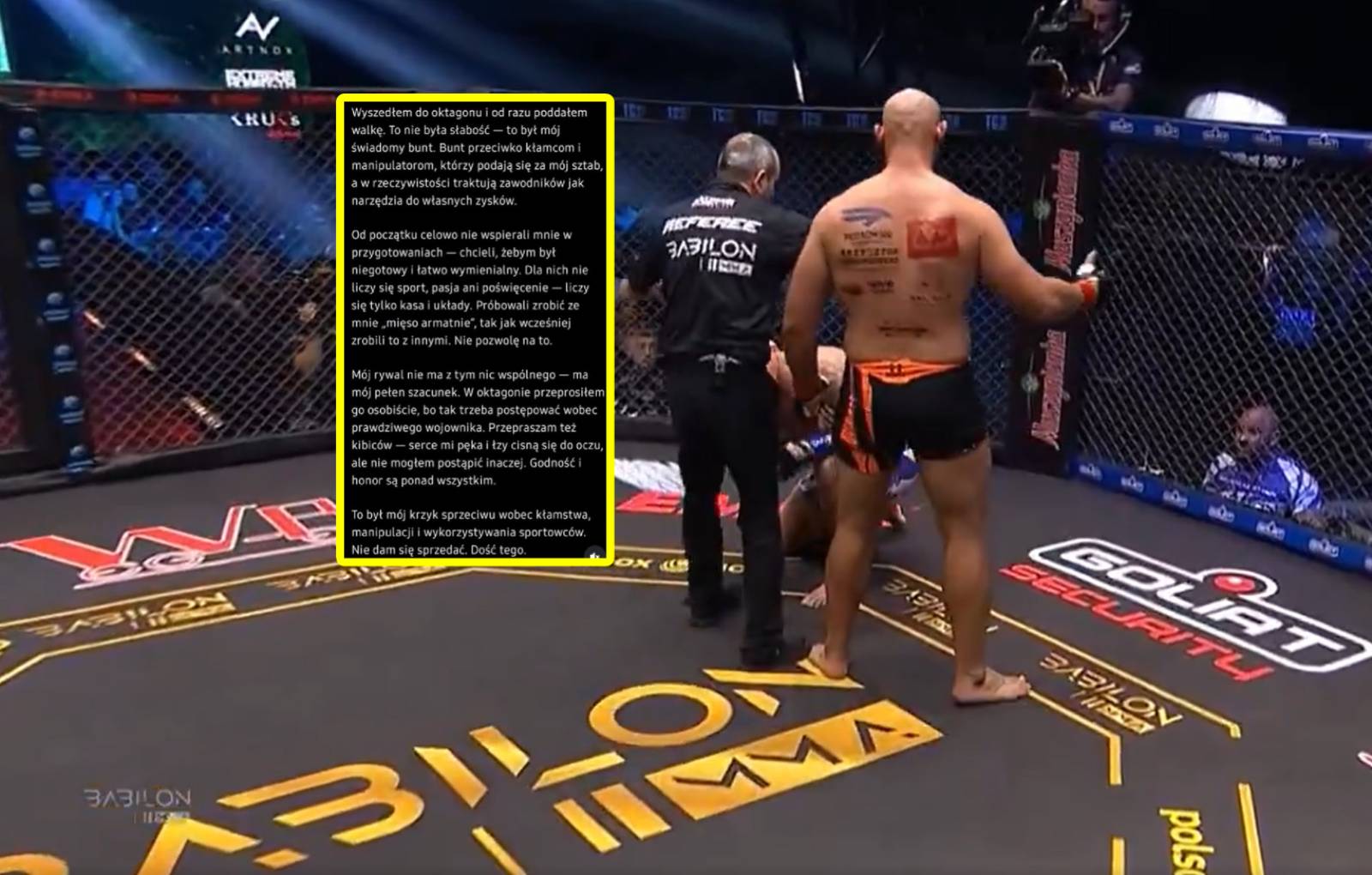 Poddał walkę w pierwszej sekundzie. Teraz wszystko wyjaśnił