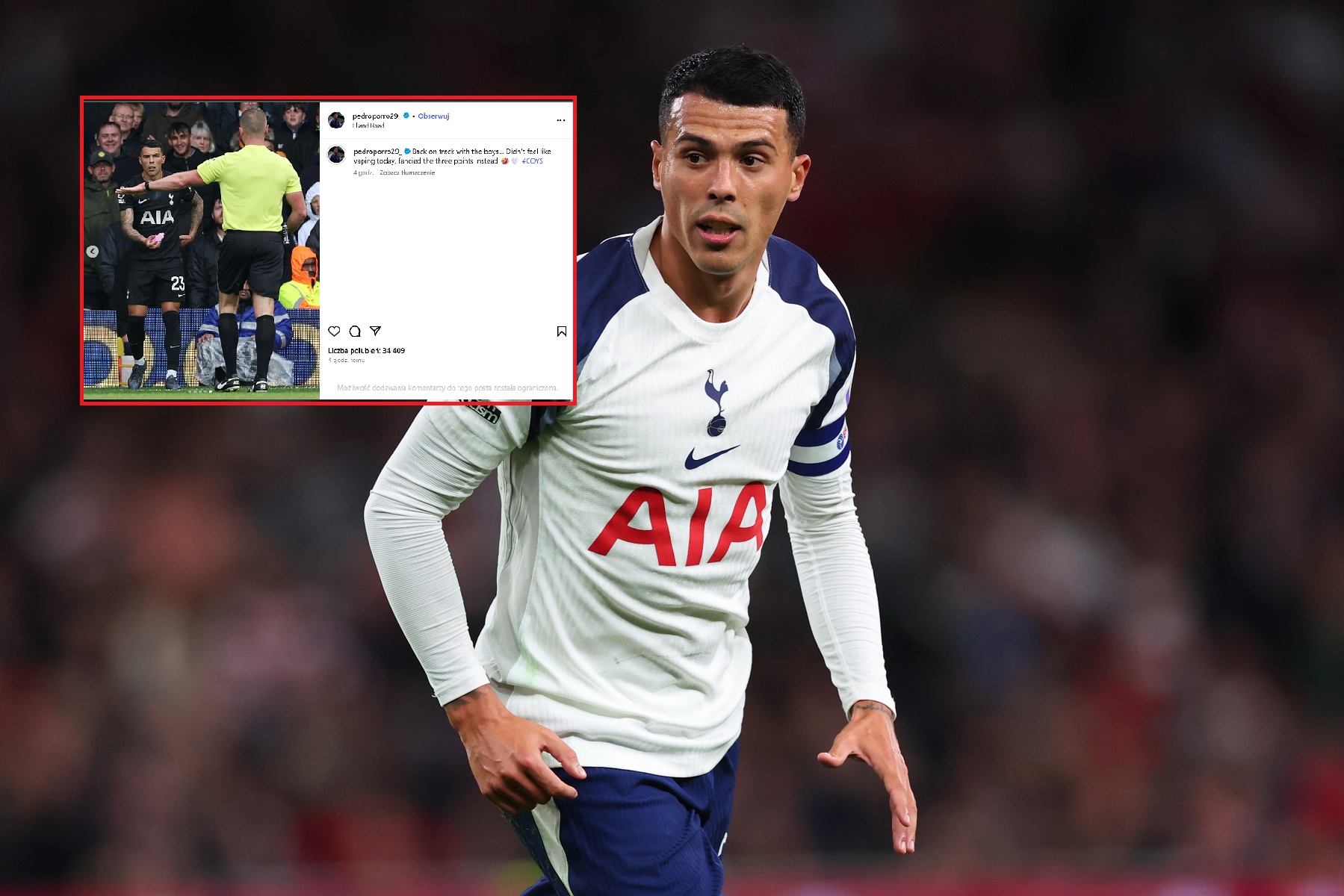 Gwiazdor Tottenhamu został trafiony w głowę. Obrócił to w żart