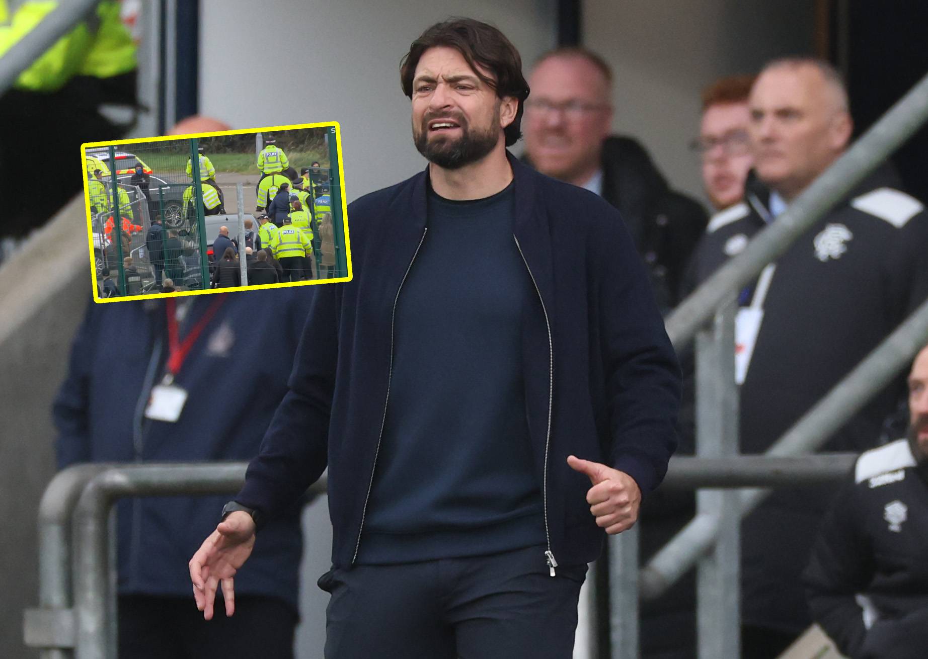 Kibice już na niego czekali. Policja musiała eskortować trenera