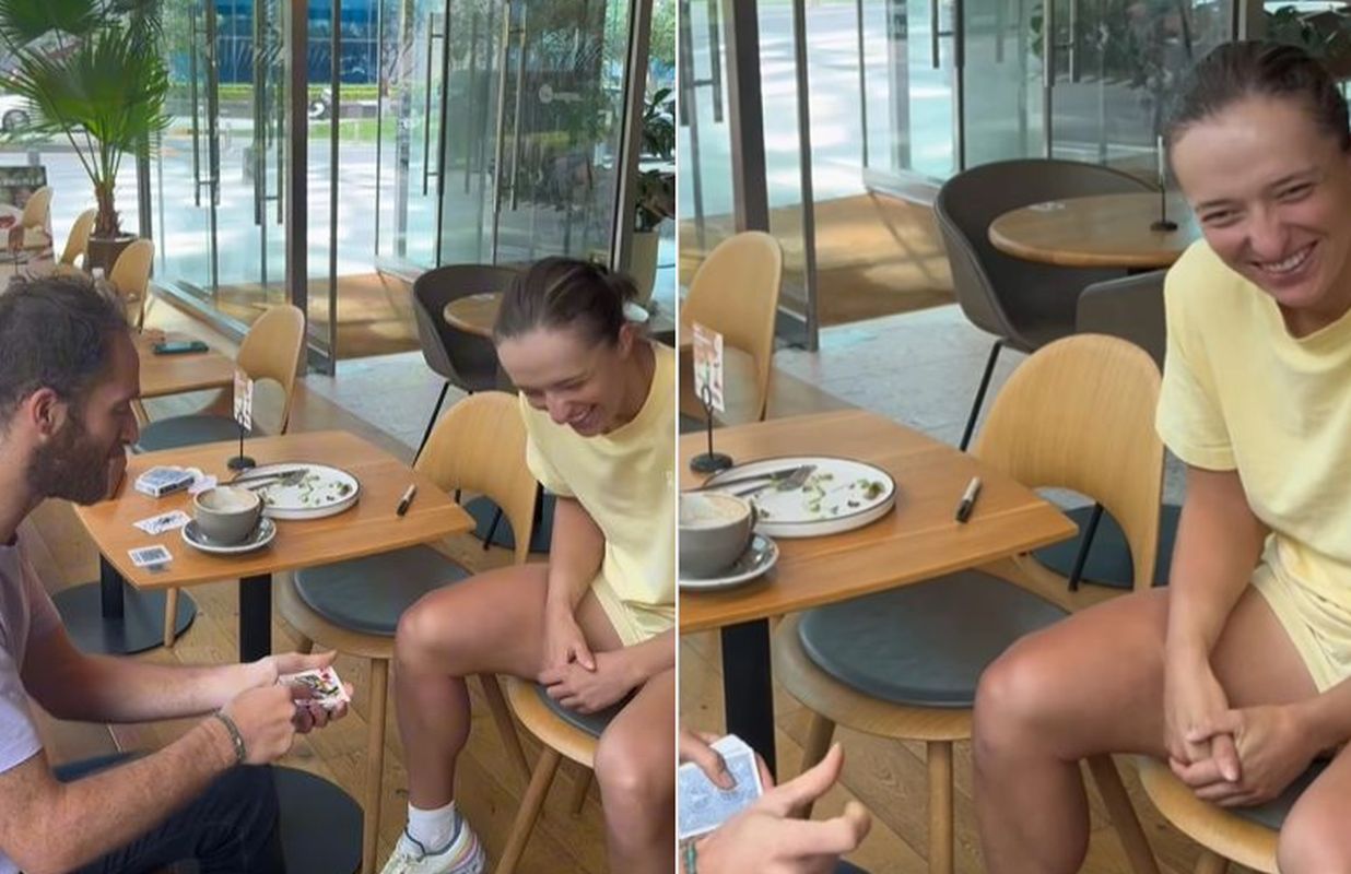 Iga nie mogła powstrzymać śmiechu. Zobacz z kim się spotkała