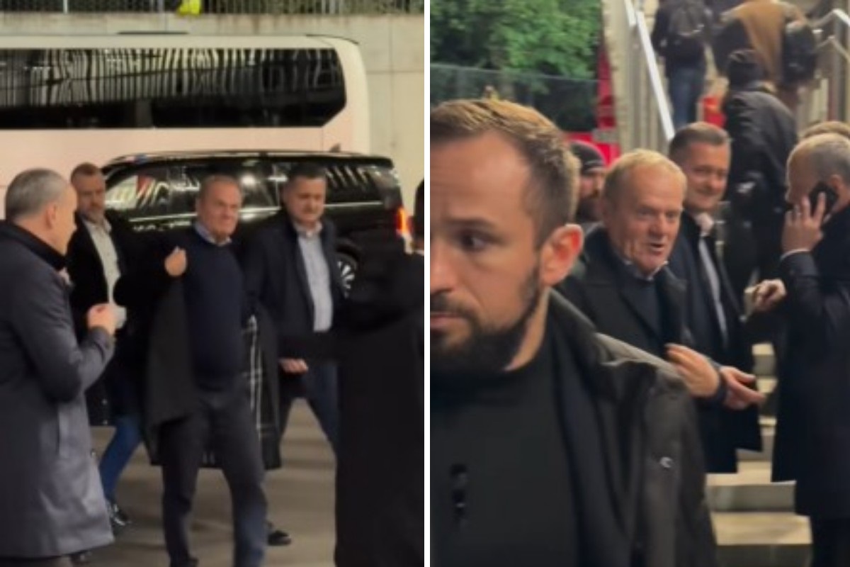 "Nie pytacie dla kogo?" Oto co Tusk powiedział, jak wchodził na stadion