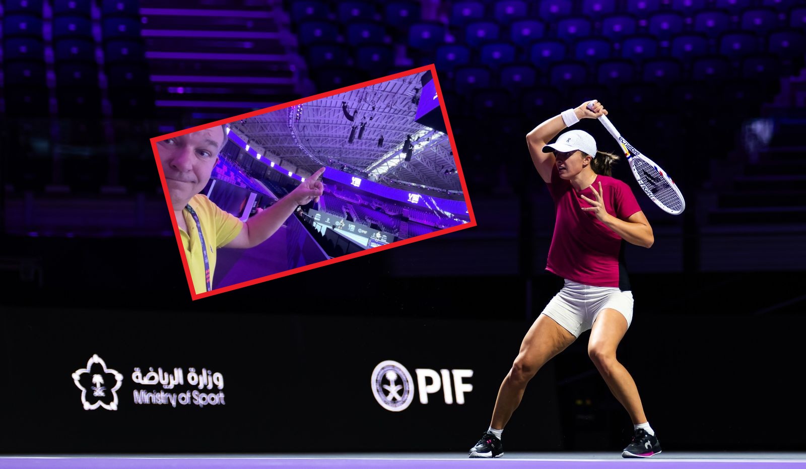 "Praca na wysokości". Dziennikarz C+ pokazał stanowiska komentatorów na WTA Finals