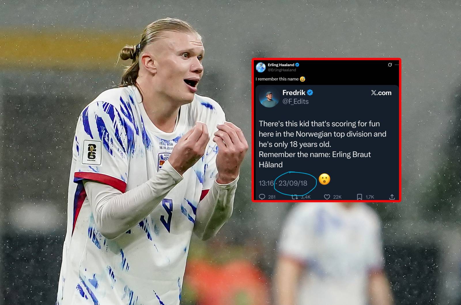 Haaland zareagował na wpis sprzed siedmiu lat. Jego odpowiedź rozbraja