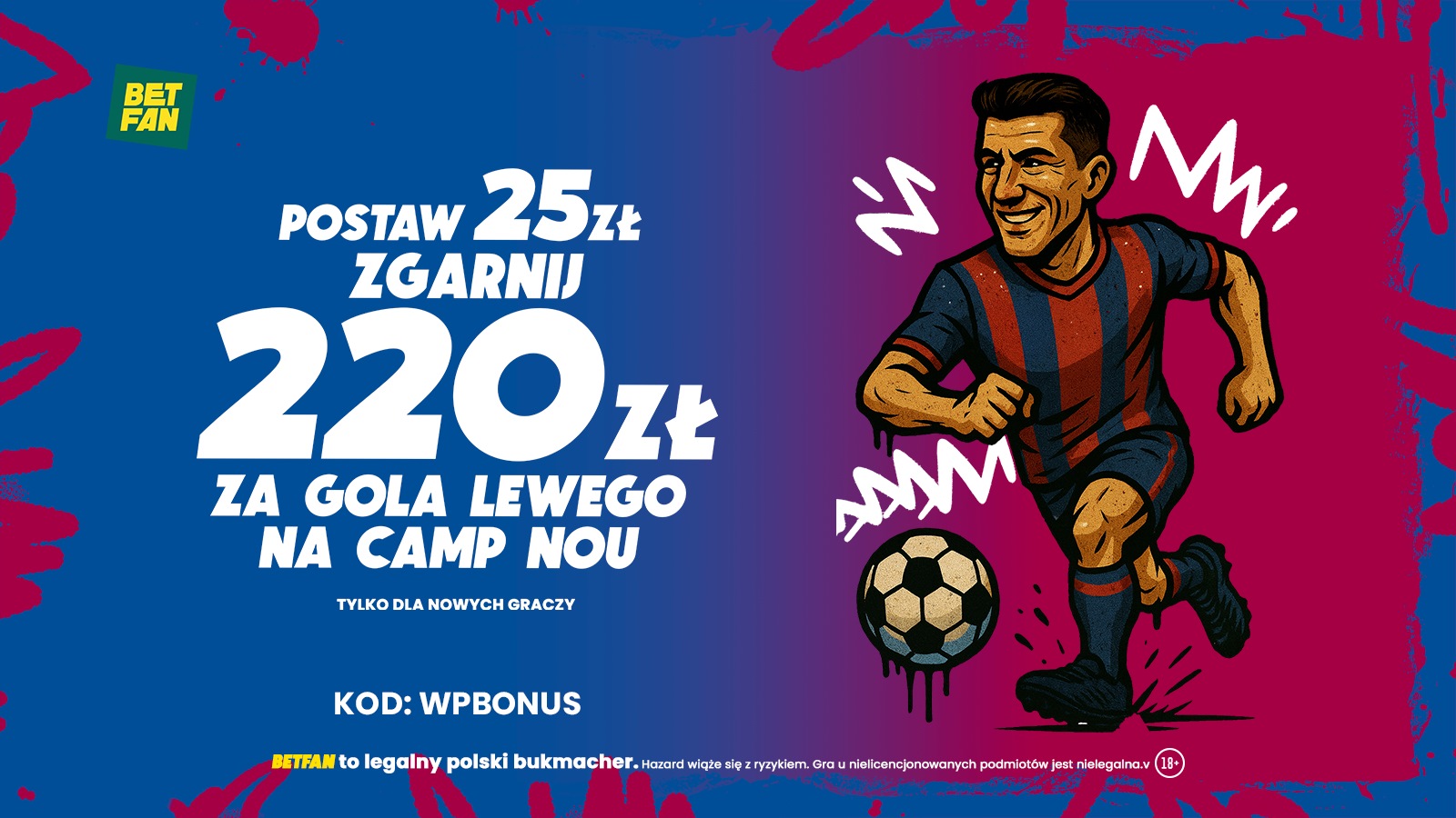 Podwyższony kurs na gola Lewego! Postaw 25 zł i zgarnij aż 220 zł!