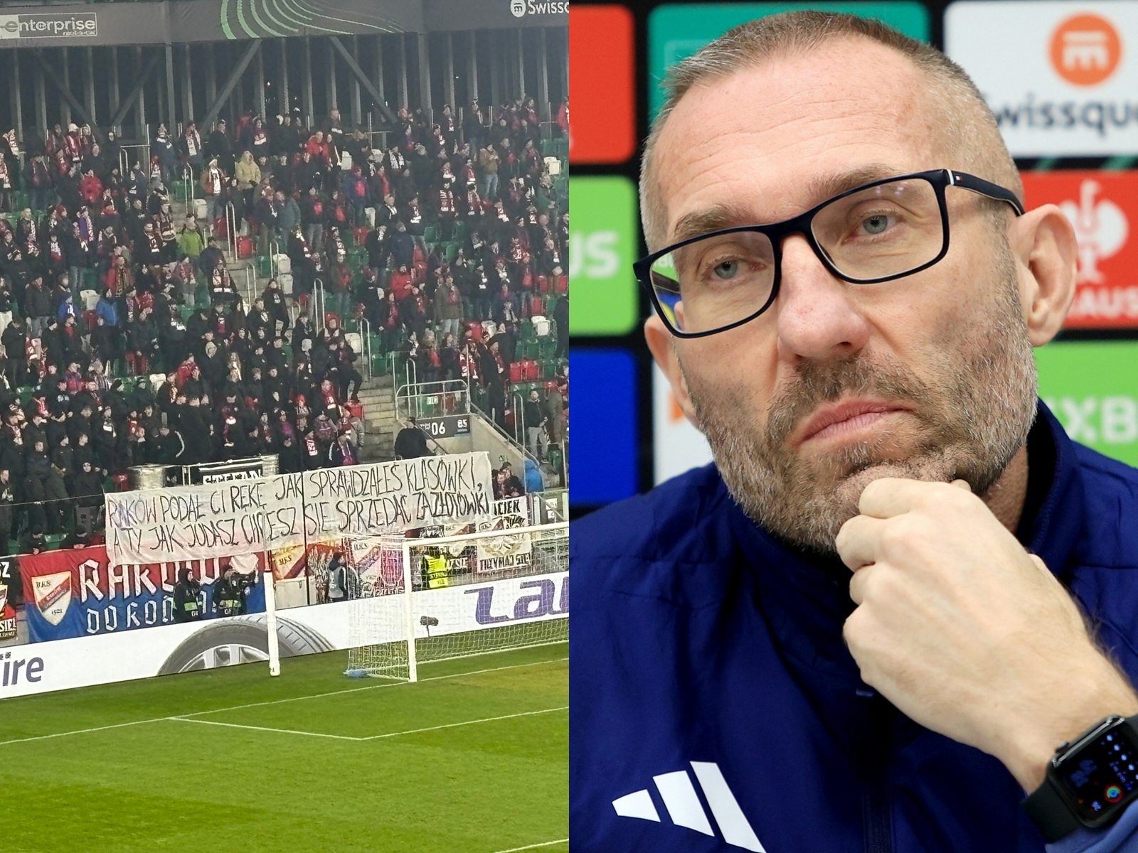 Mecz się ledwo zaczął. Kibice Rakowa wywiesili baner dla Papszuna