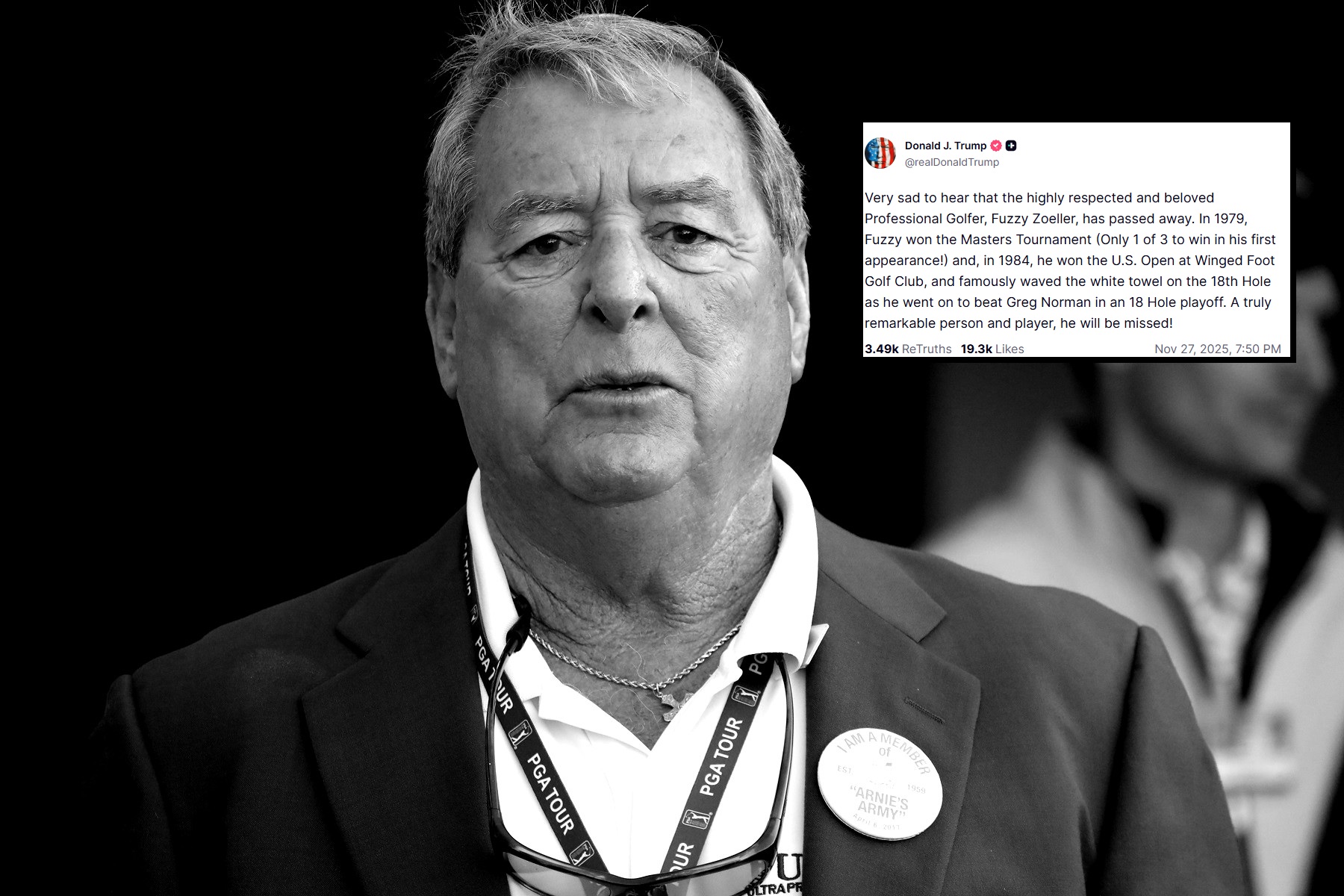 Nie żyje słynny golfista. Trump oddał mu hołd