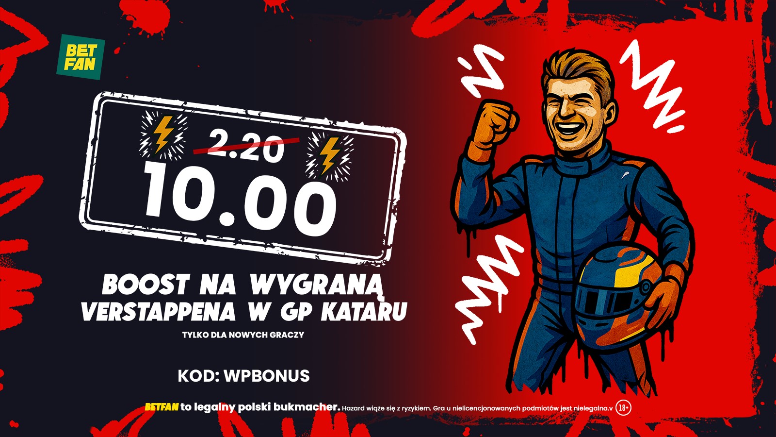 Max wraca do gry! Kurs 10.00 na wygraną Verstappena w Katarze