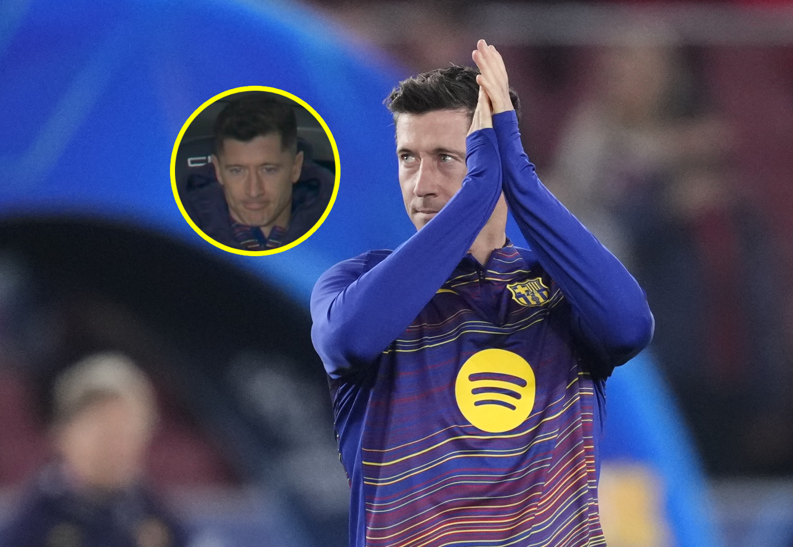 Kamery gwałtownie go pokazały. Mina Lewandowskiego bezcenna