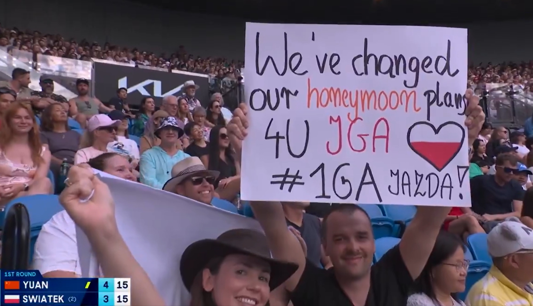 Co za transparent na meczu Igi Świątek. To napisali kibice