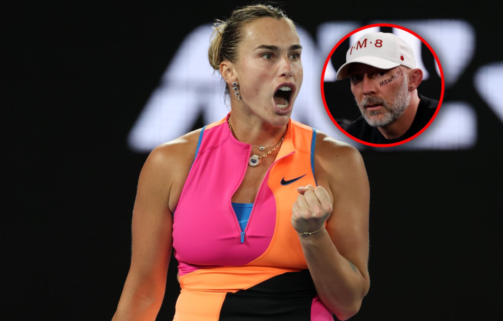 Jedno słowo. Popatrzcie na twarz trenera Sabalenki