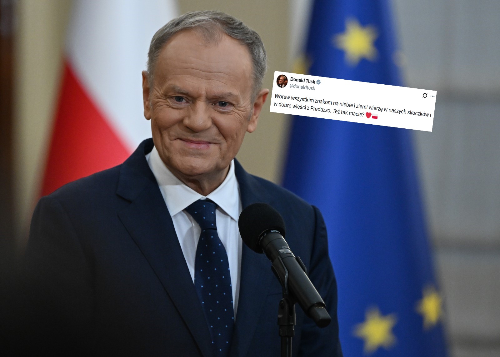 Do konkursu skoków była nieco ponad godzina. Taki wpis zamieścił Tusk