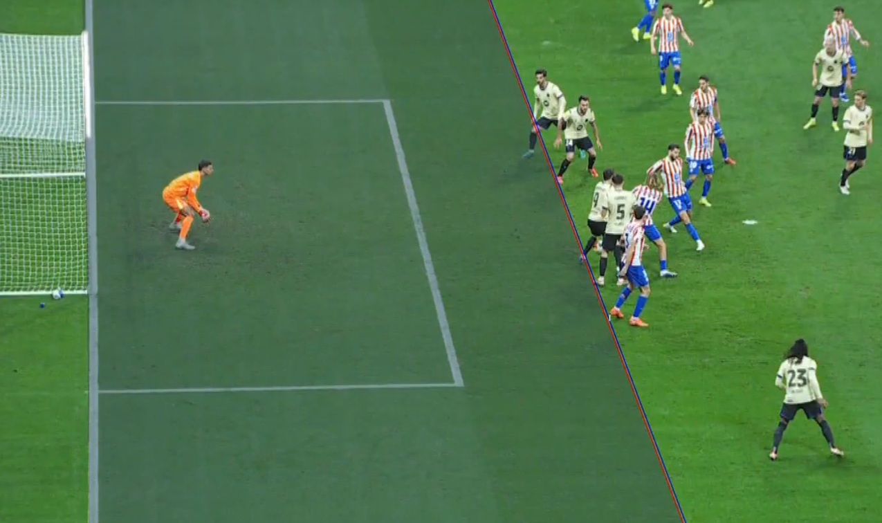 Na milimetry. To dlatego nie uznali gola Barcelonie