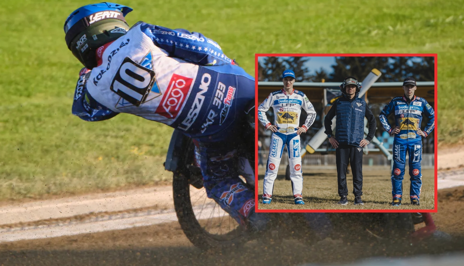 Żużel. Samolot i skok ze spadochronu. Efektowna prezentacja nowego kevlaru Unii