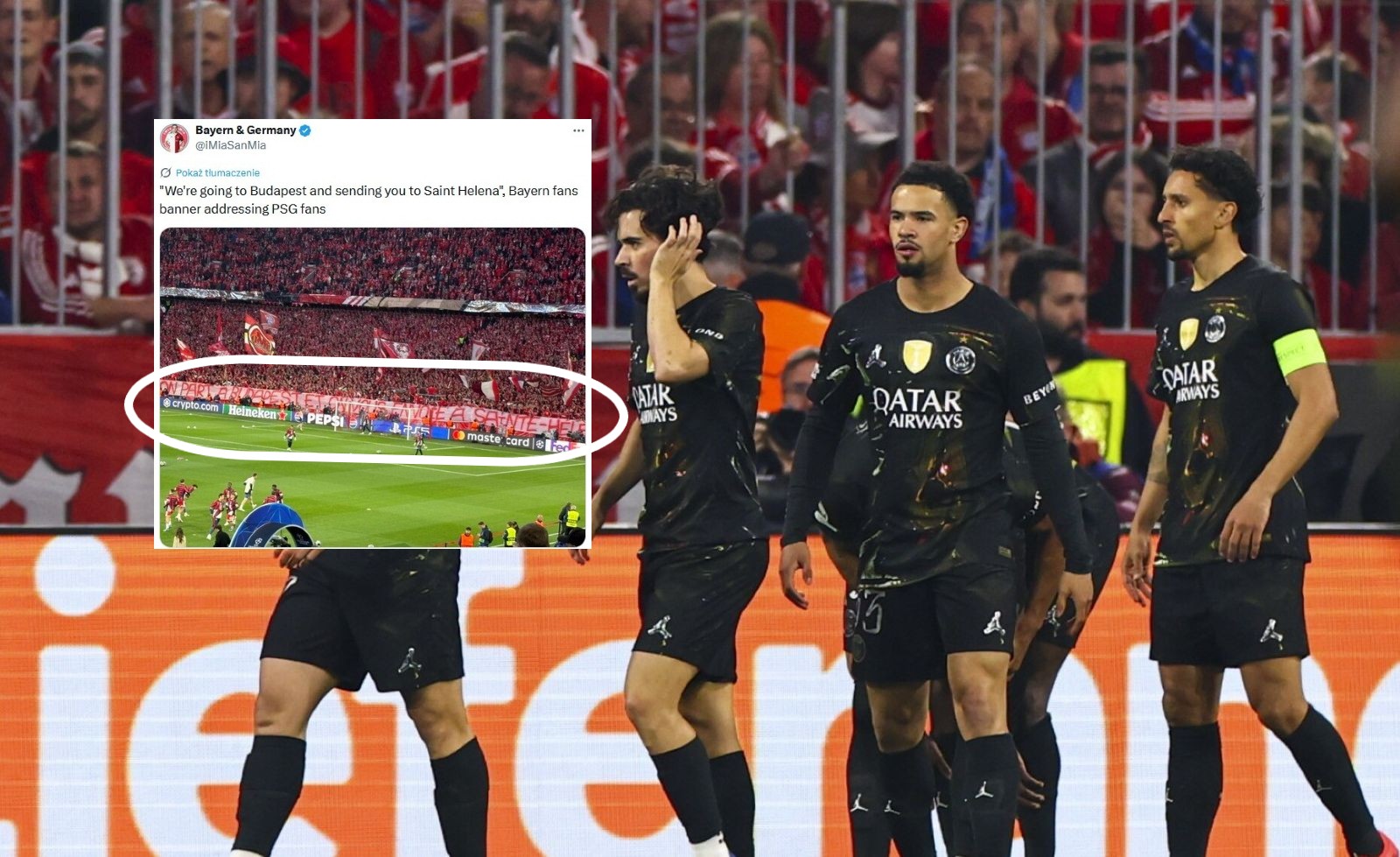 Fani Bayernu wbili szpilę PSG. Tylko spójrz na ten transparent