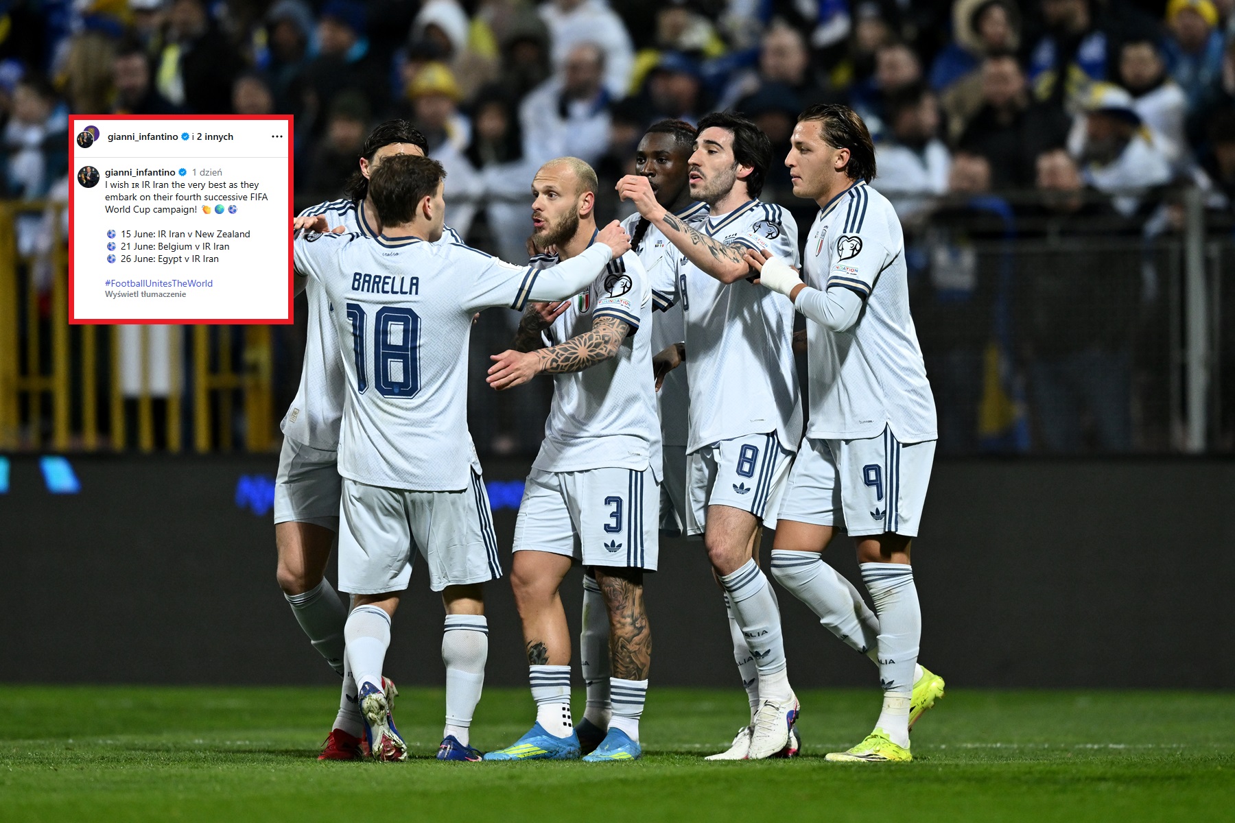Włosi stracili nadzieję ws. MŚ. Wystarczył jeden wpis Infantino
