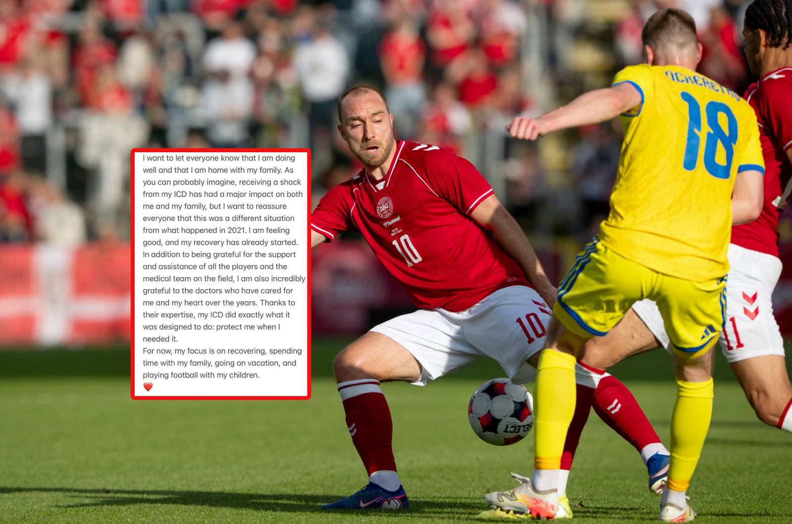 Eriksen zamieścił wpis po zasłabnięciu. "To była inna sytuacja"
