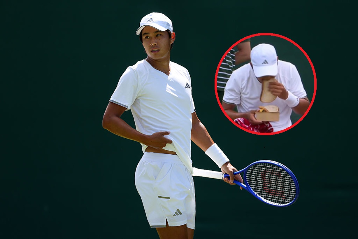 Sceny na Wimbledonie. Zaczął jeść na korcie