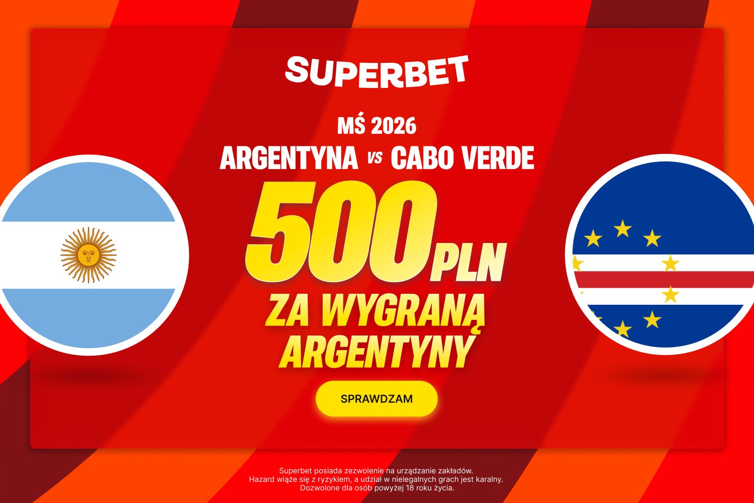 Superbet kod promocyjny: kurs 250 na zwycięstwo Argentyny