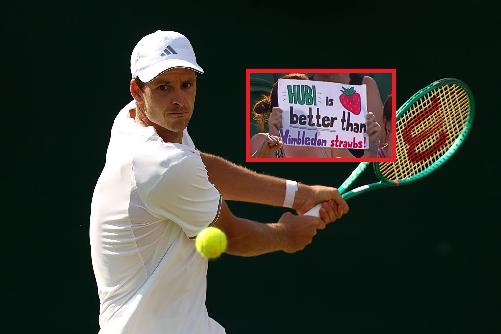 Hurkacz walczy o ćwierćfinał Wimbledonu. Taki transparent pojawił się na trybunach