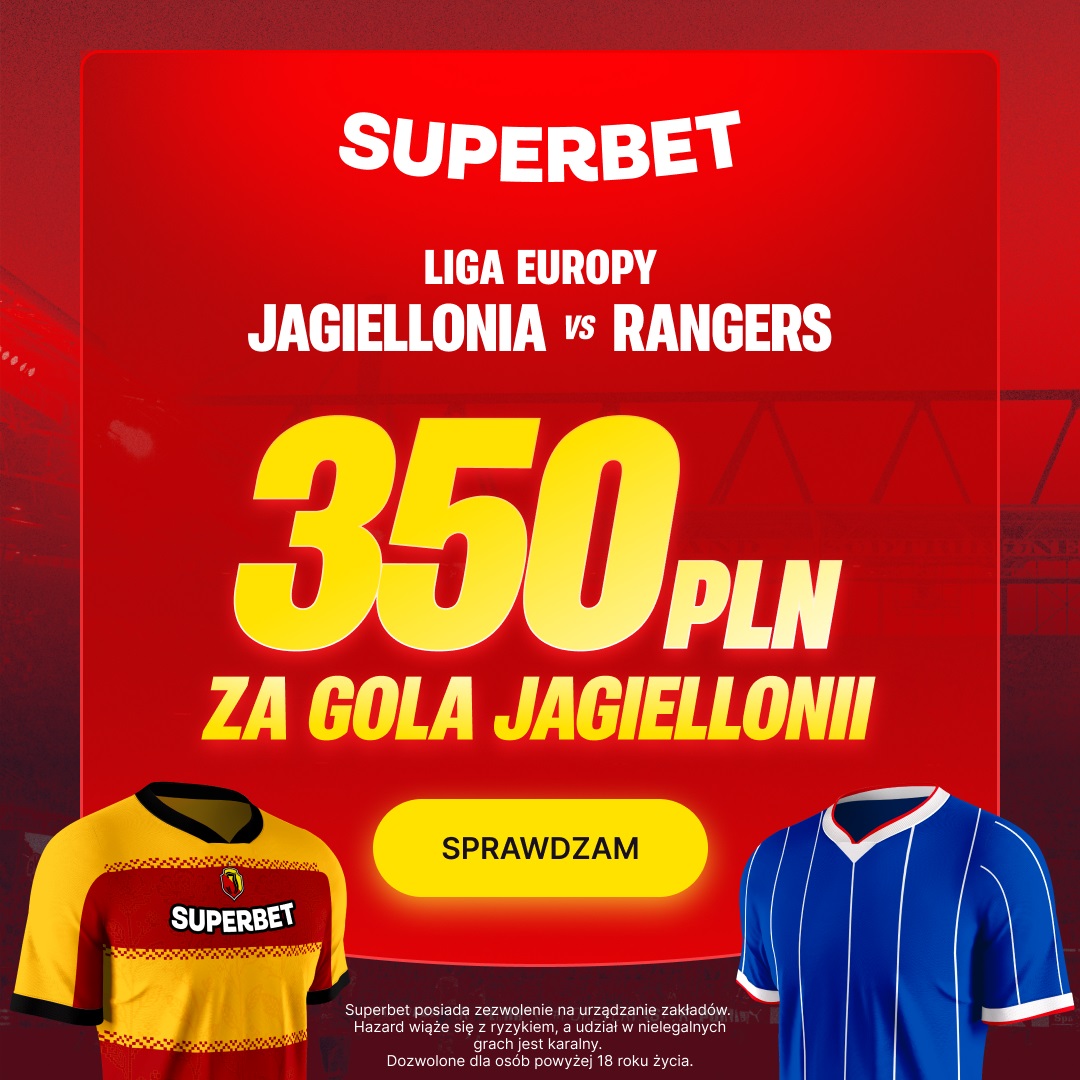 Bonus 350 zł za gola Jagiellonii. Szalony kurs 175.00!