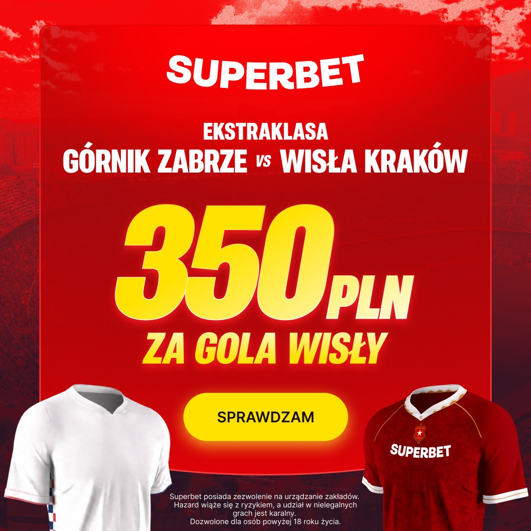 Kurs 175.00 na gola Wisły w meczu z Górnikiem! Odbierz 350 zł bonusu