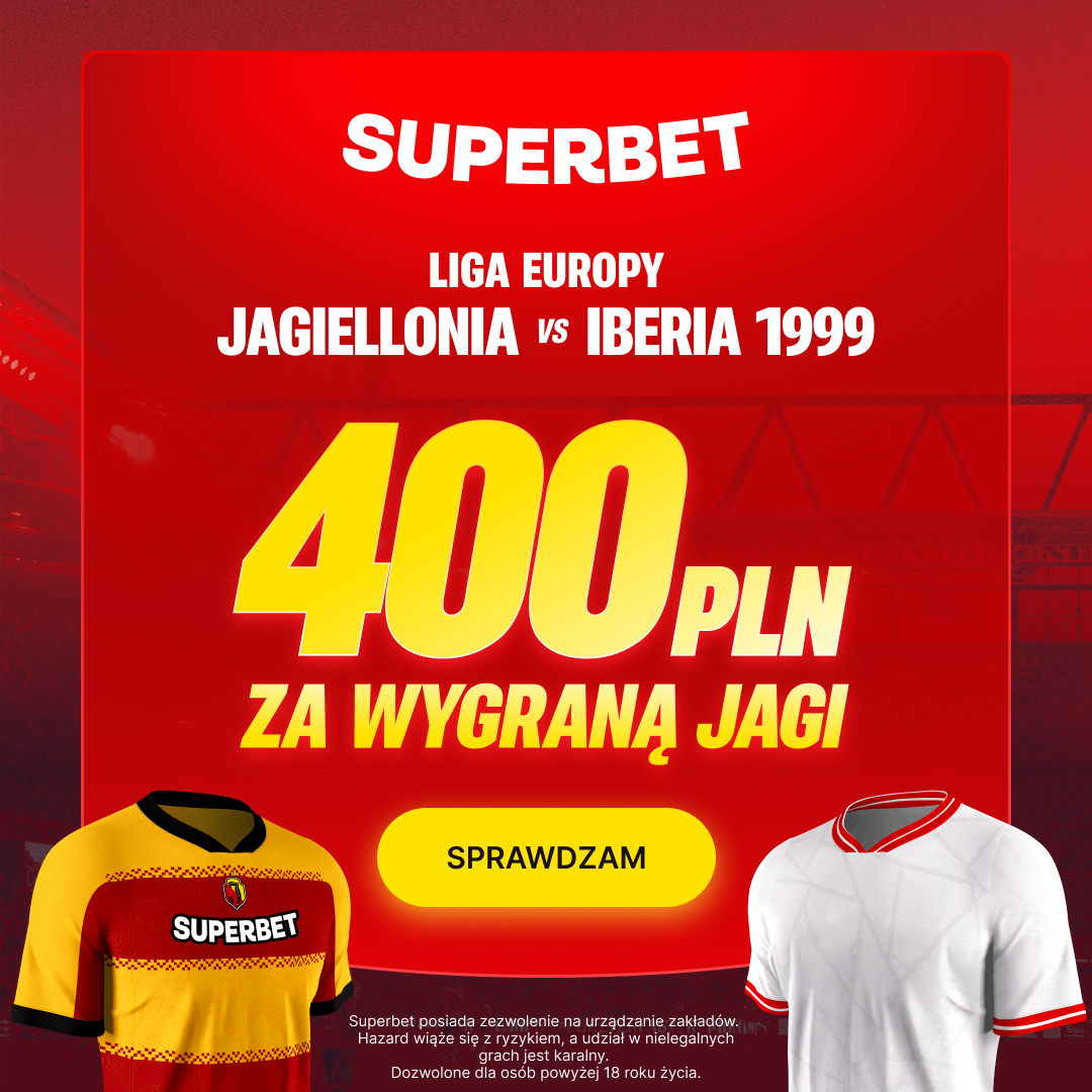 Kurs 200.00 na wygraną Jagiellonii. Odbierz 400 zł bonusu