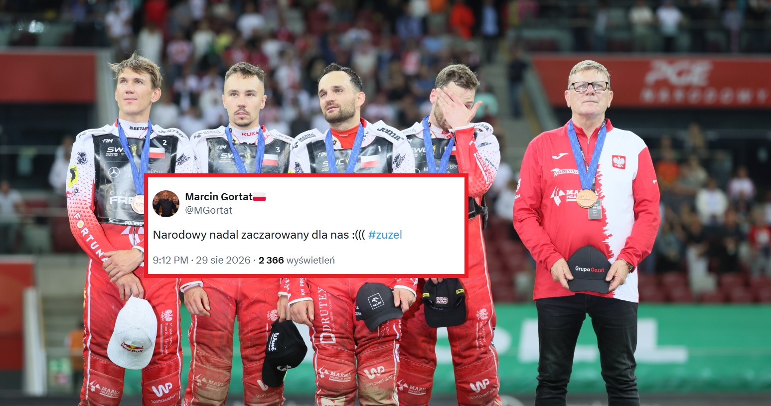 Pięć słów. Tak Gortat zareagował na klęskę polskich żużlowców