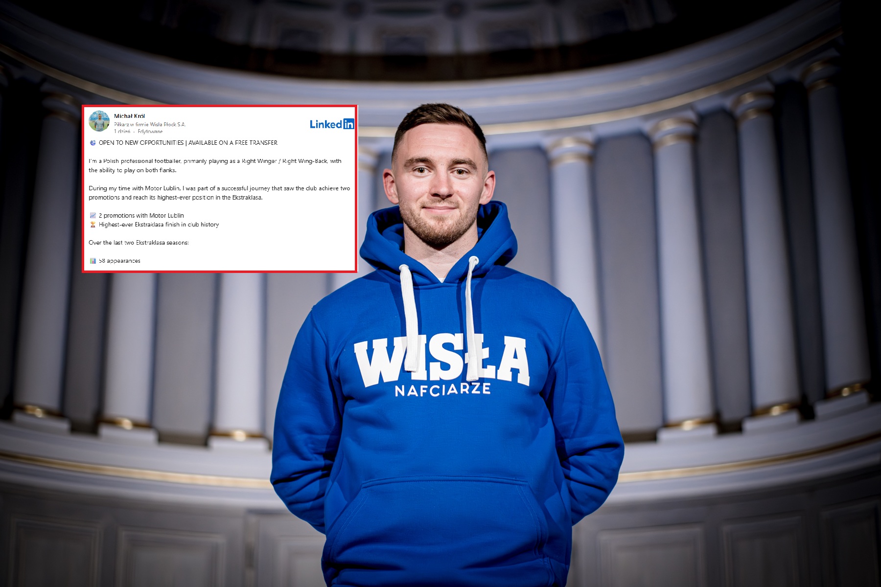 Były piłkarz Ekstraklasy szuka klubu na LinkedIn. "Otwarty na nowe możliwości"