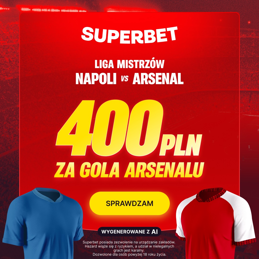 Oferta dnia! Aż 400 złotych za jednego gola Arsenalu w Lidze Mistrzów!