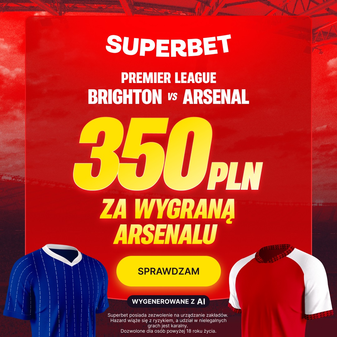 Arsenal pokona Brighton? Odbierz 350 zł bonusu za wygraną