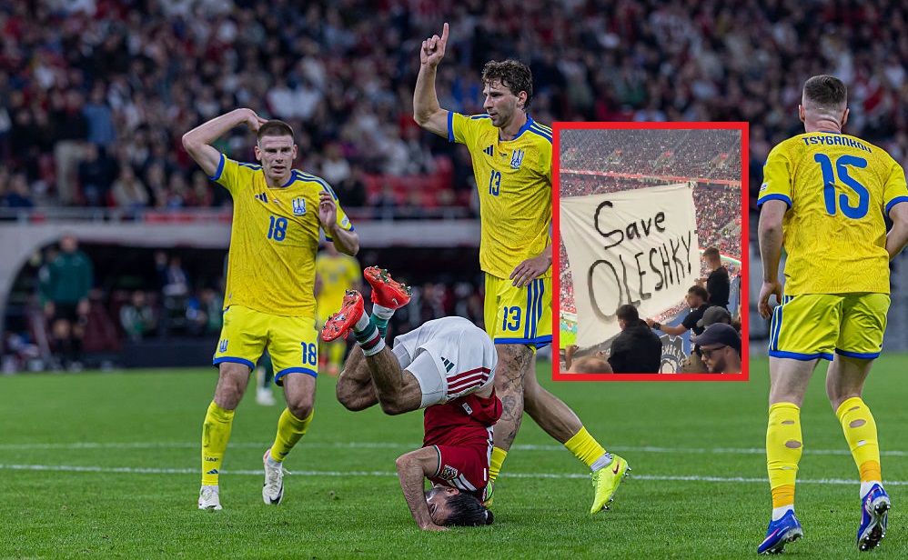 Mecz Węgry - Ukraina. Taki transparent pojawił się na trybunach